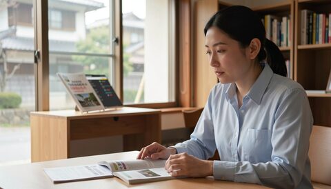 A low table in a half empty room, an open folder of bank papers weighted down by a pocket calculator, a folded phone contract and a coil of packing tape at the edge.